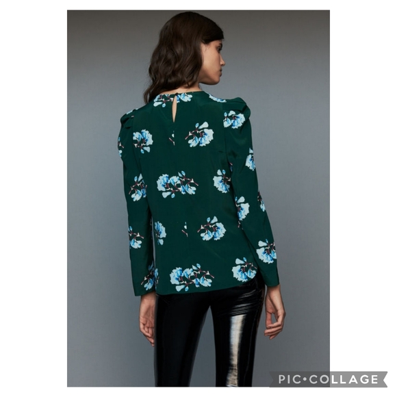 Maje Lukoise Floral Pleated Shoulder Blouse - Picture 10 of 16